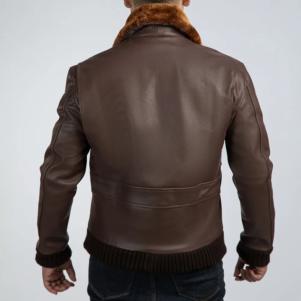 Tom Aviator Brown Leather Bomber Jacket