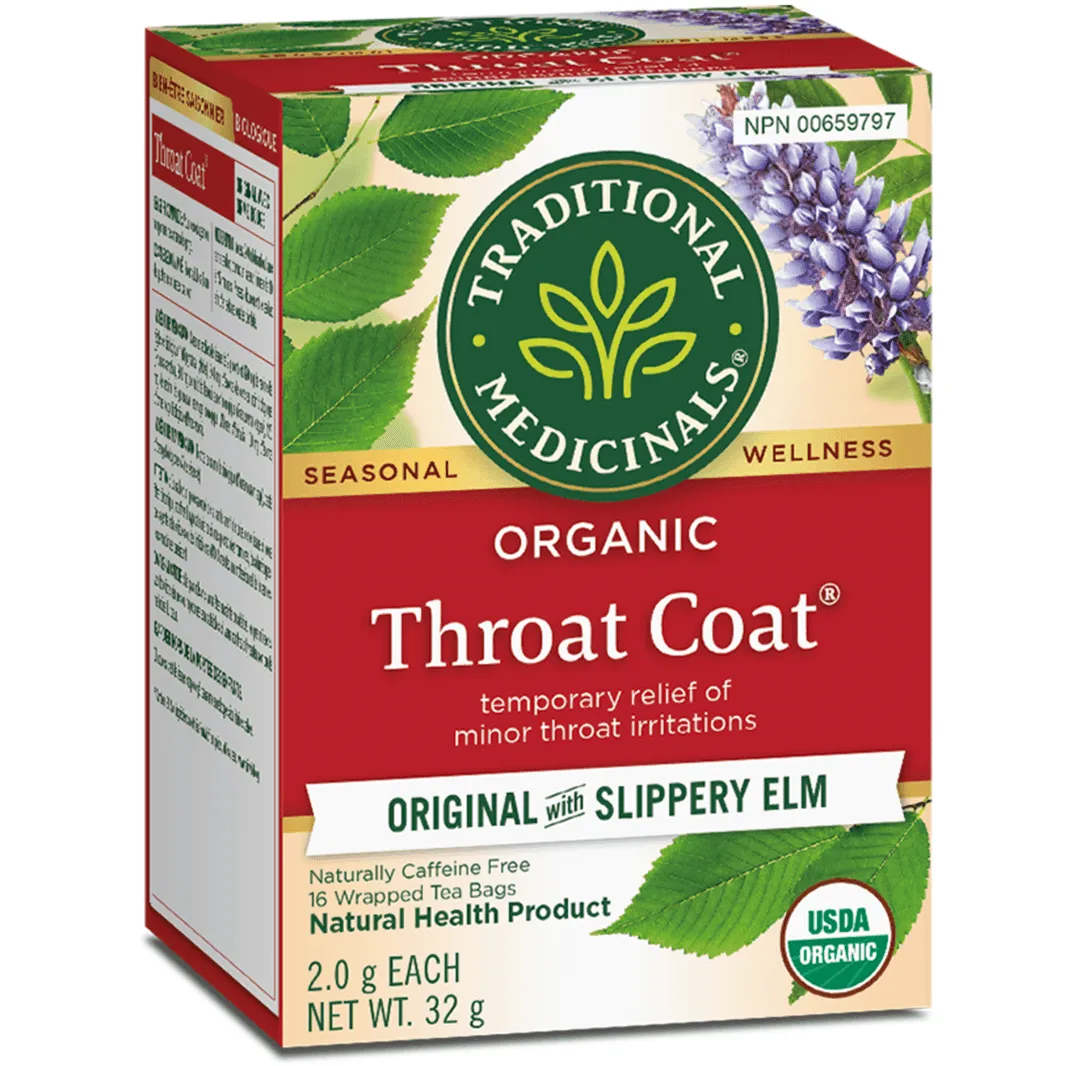 Traditional Medicinals Organic Throat Coat Original Slippery Elm 16 Tea Bags