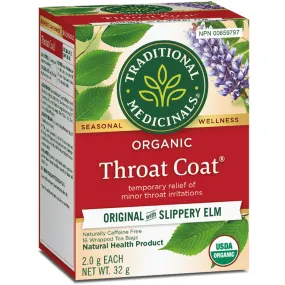 Traditional Medicinals Organic Throat Coat Original Slippery Elm 16 Tea Bags