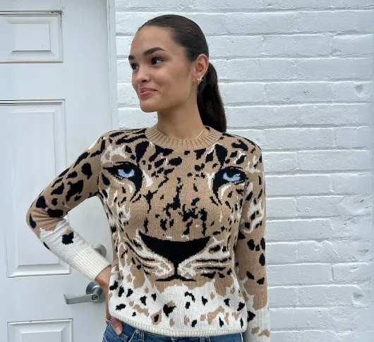 Tricot Chic - Cheetah Face Crew Sweater