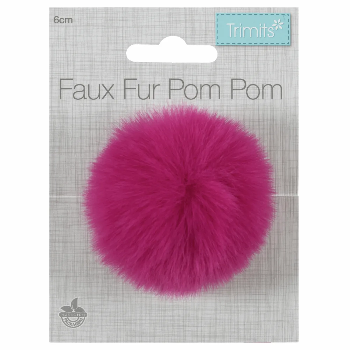 Trimits Faux Fur Super Fluffy Pom Pom - Cerise 6cm (Medium)