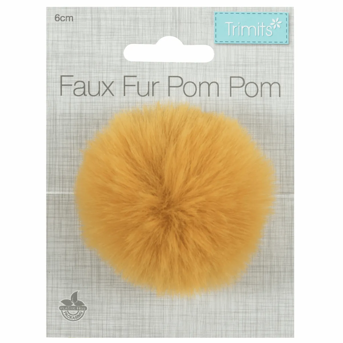 Trimits Faux Fur Super Fluffy Pom Pom - Mustard 6cm (Medium)