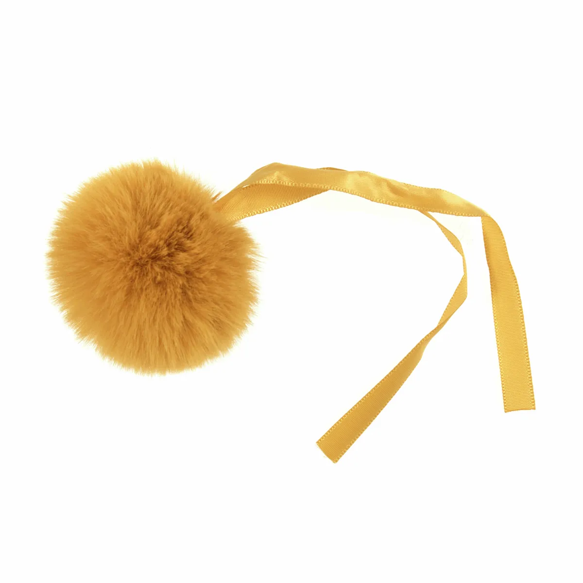 Trimits Faux Fur Super Fluffy Pom Pom - Mustard 6cm (Medium)