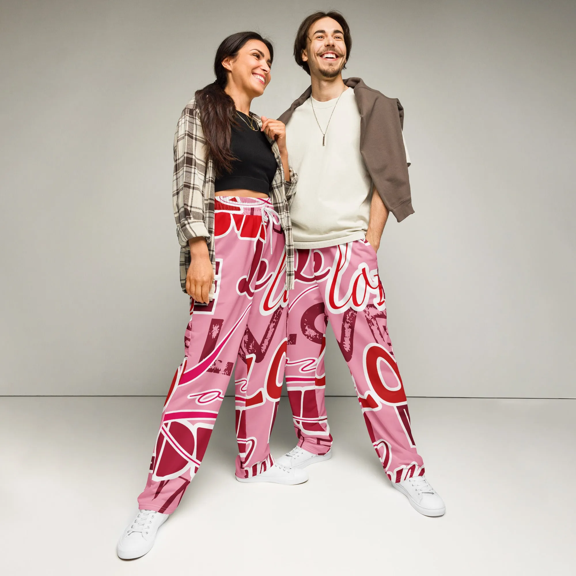 Valentines Day Wide Leg Joggers - Love (Glamourange Valentine Day Gifts Wide Leg Joggers - Design 0014)