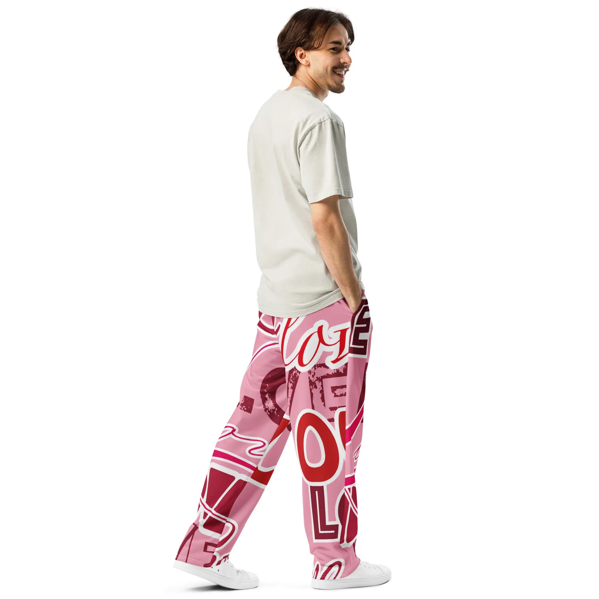 Valentines Day Wide Leg Joggers - Love (Glamourange Valentine Day Gifts Wide Leg Joggers - Design 0014)