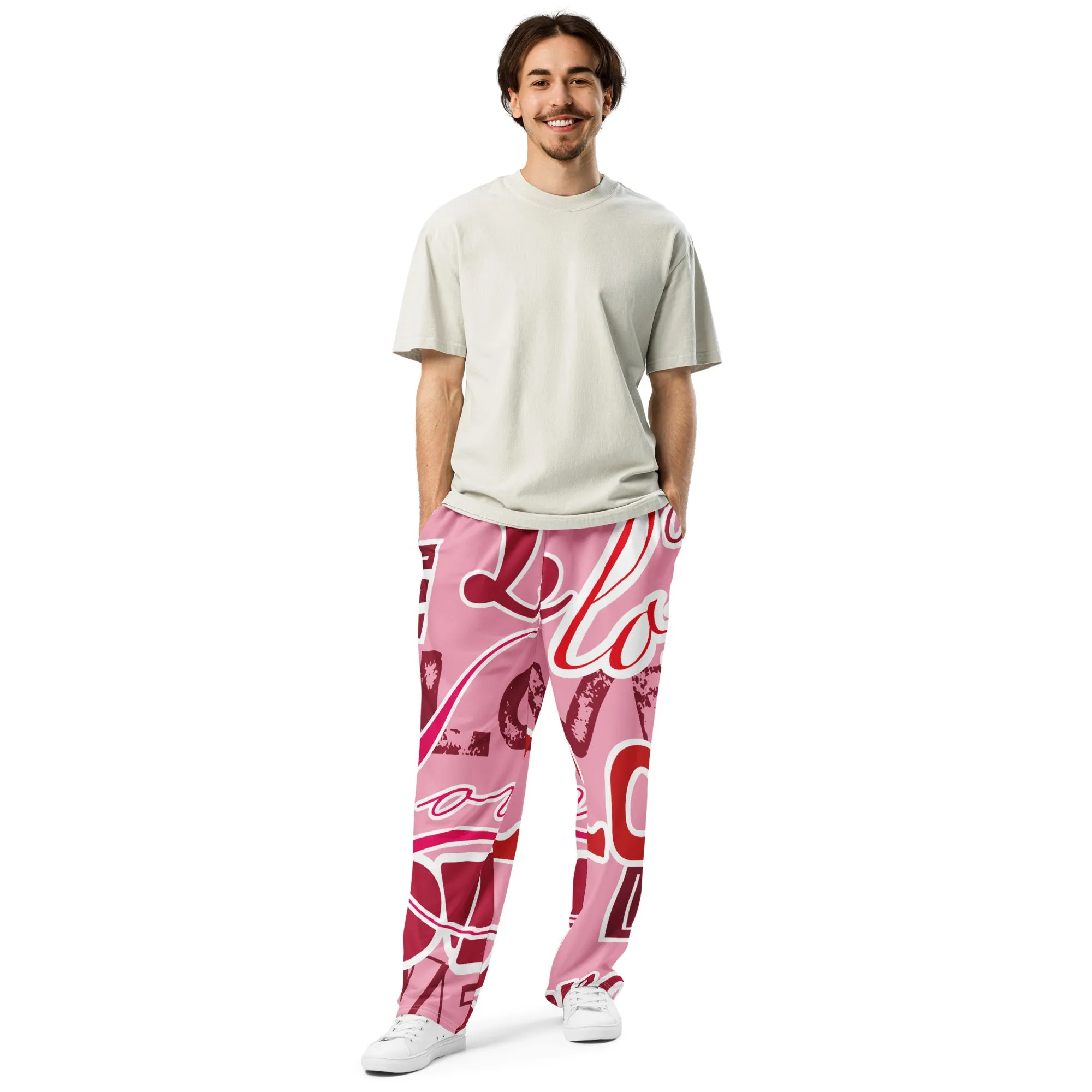 Valentines Day Wide Leg Joggers - Love (Glamourange Valentine Day Gifts Wide Leg Joggers - Design 0014)