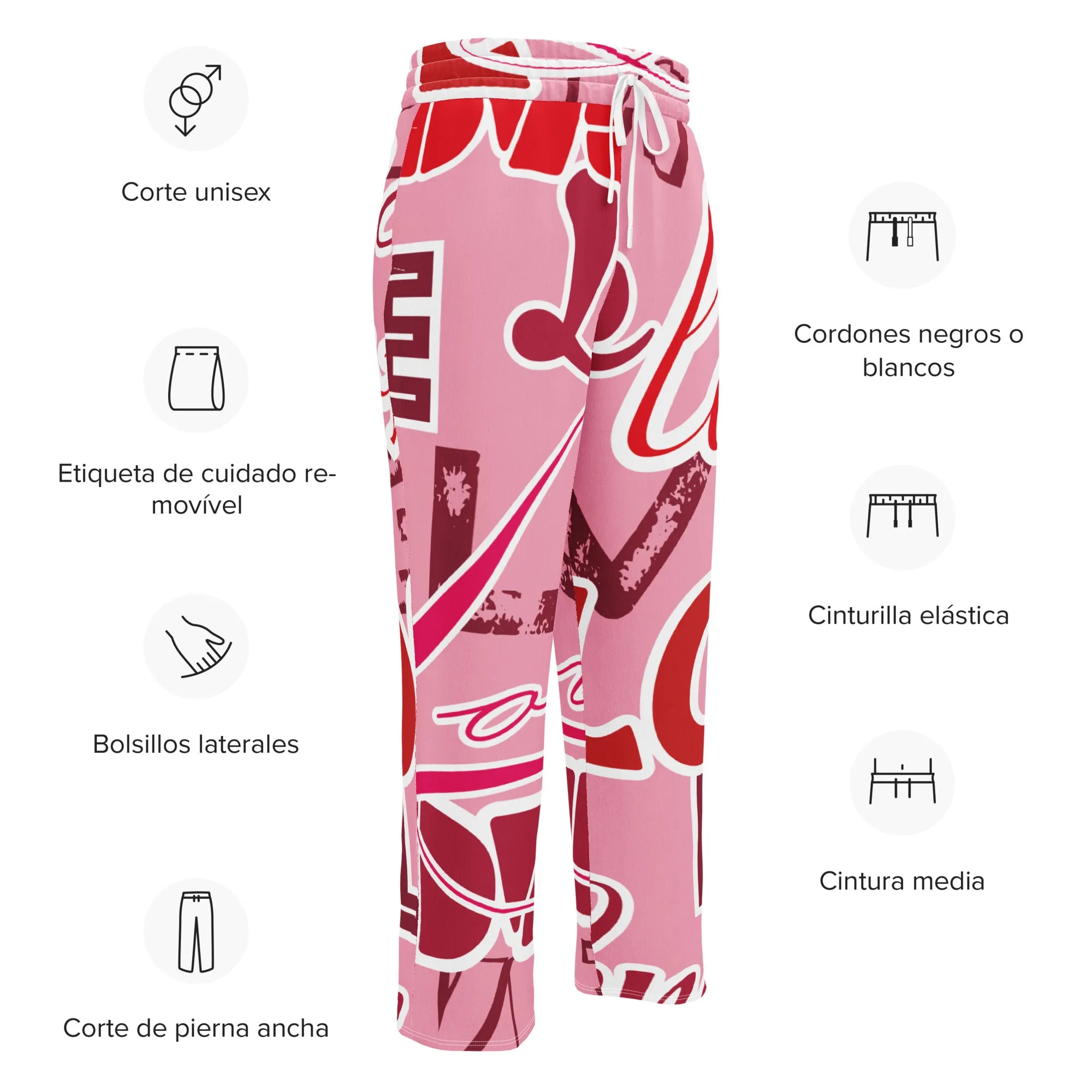 Valentines Day Wide Leg Joggers - Love (Glamourange Valentine Day Gifts Wide Leg Joggers - Design 0014)