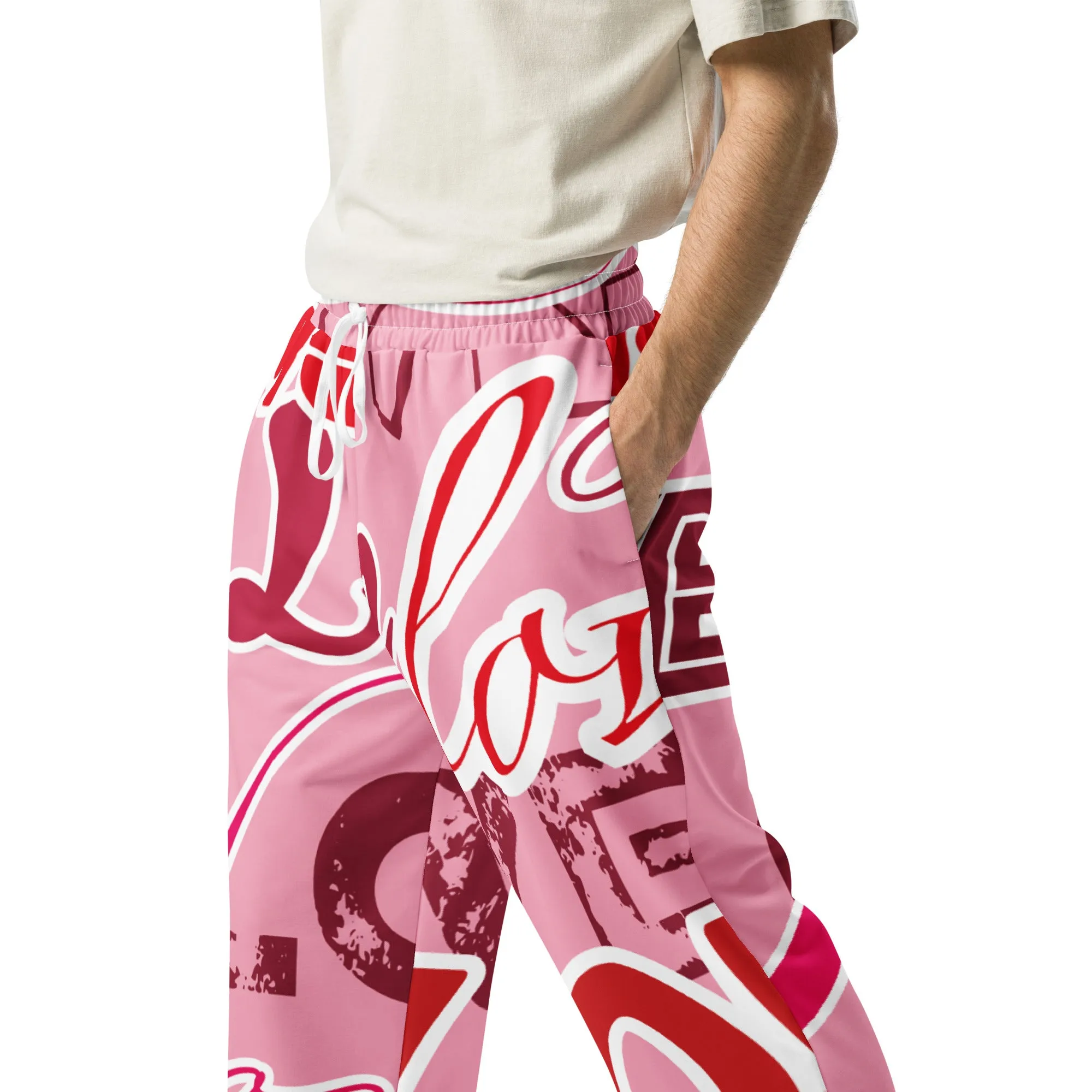 Valentines Day Wide Leg Joggers - Love (Glamourange Valentine Day Gifts Wide Leg Joggers - Design 0014)