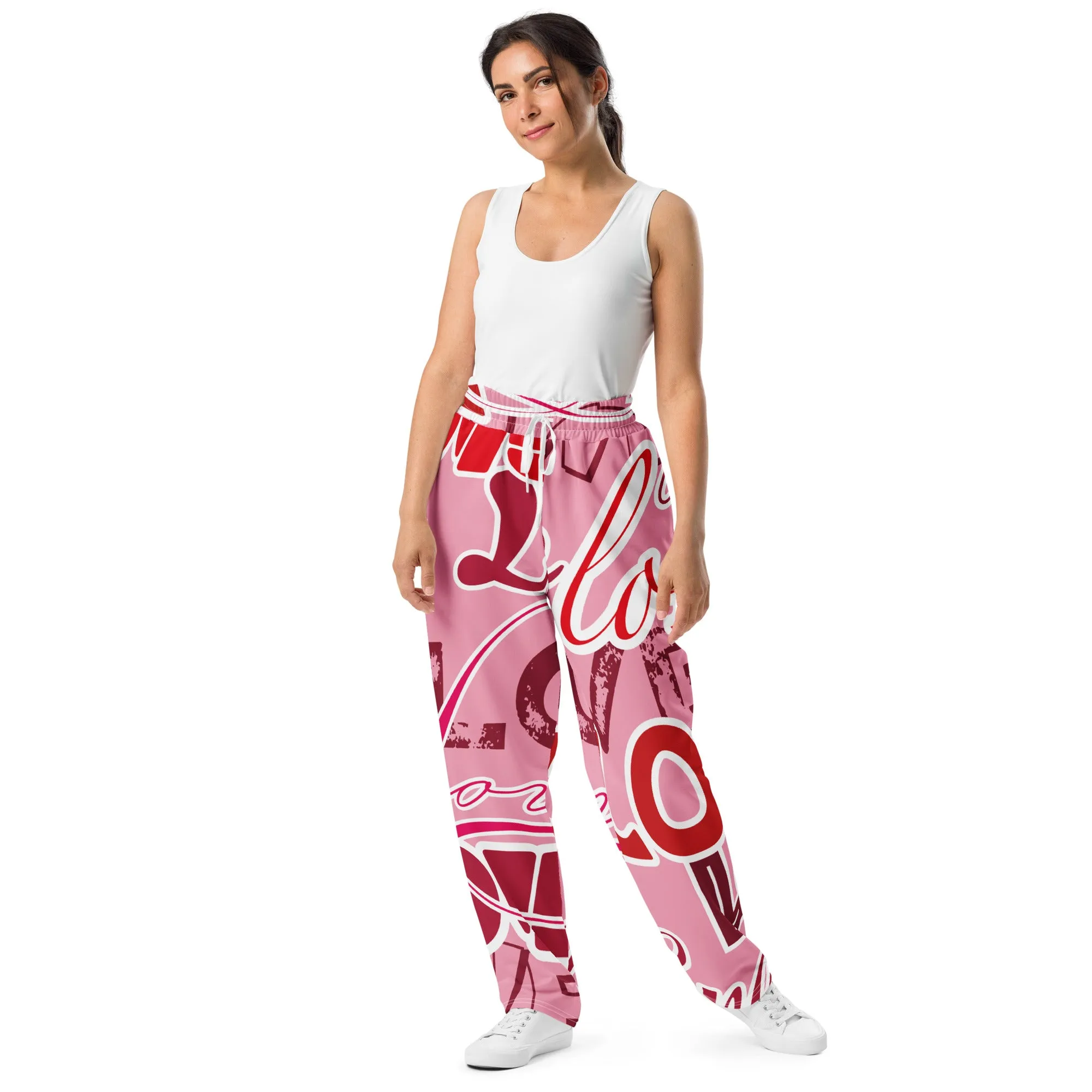 Valentines Day Wide Leg Joggers - Love (Glamourange Valentine Day Gifts Wide Leg Joggers - Design 0014)