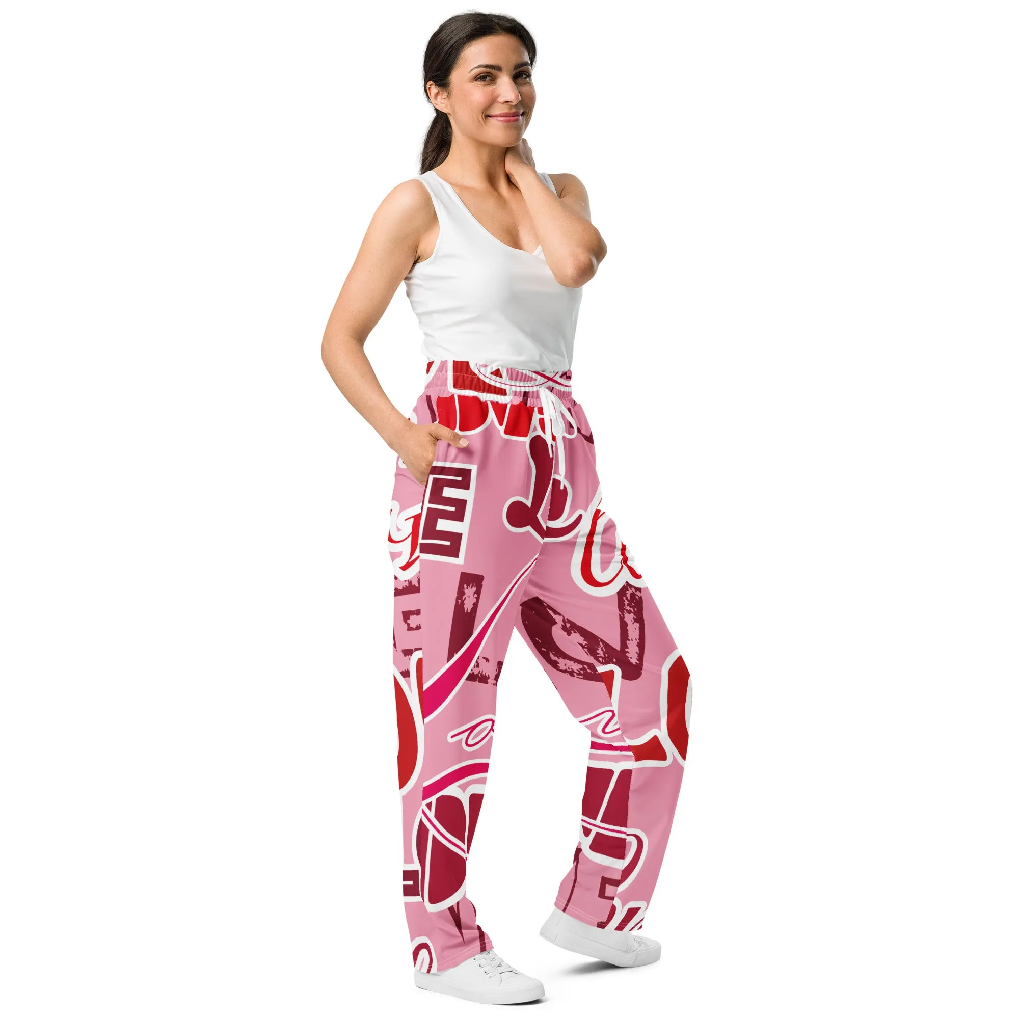 Valentines Day Wide Leg Joggers - Love (Glamourange Valentine Day Gifts Wide Leg Joggers - Design 0014)