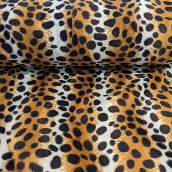 Velboa, Black Spotted Leopard on Cream Animal Print