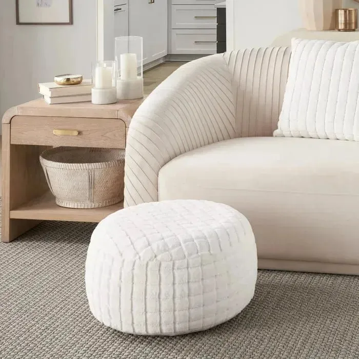 Waverly Pillows RD123 White Pouf