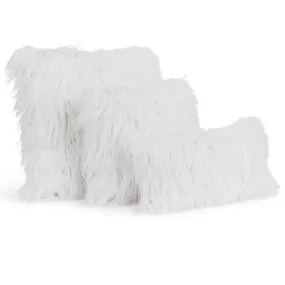 White Tibetan Lamb Faux Fur Throw Pillows by Fabulous Furs