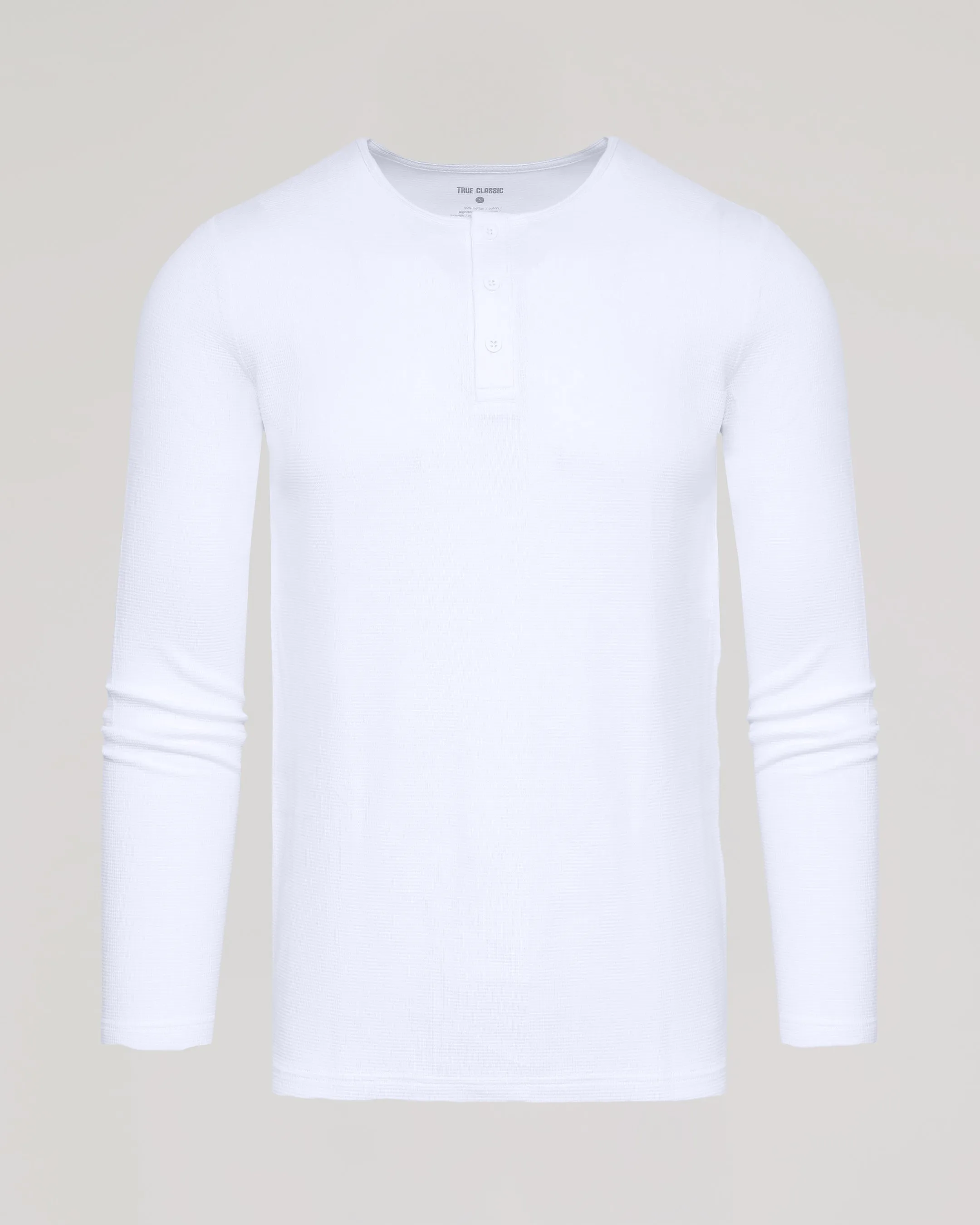 White Waffle Long Sleeve Henley