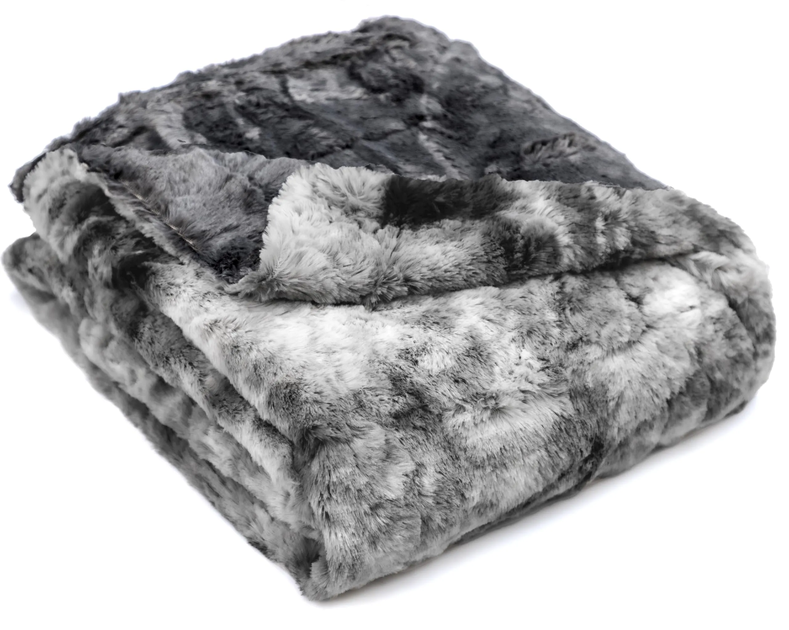 WOLF CREEK BLANKET Doublesoft - Oversized Faux Fur Throw Blanket, 50"x65" Gray Soft Fuzzy Fluffy Cozy Plush Furry Comfy Warm Home Decore for Couch Bed Chair & Bedroom