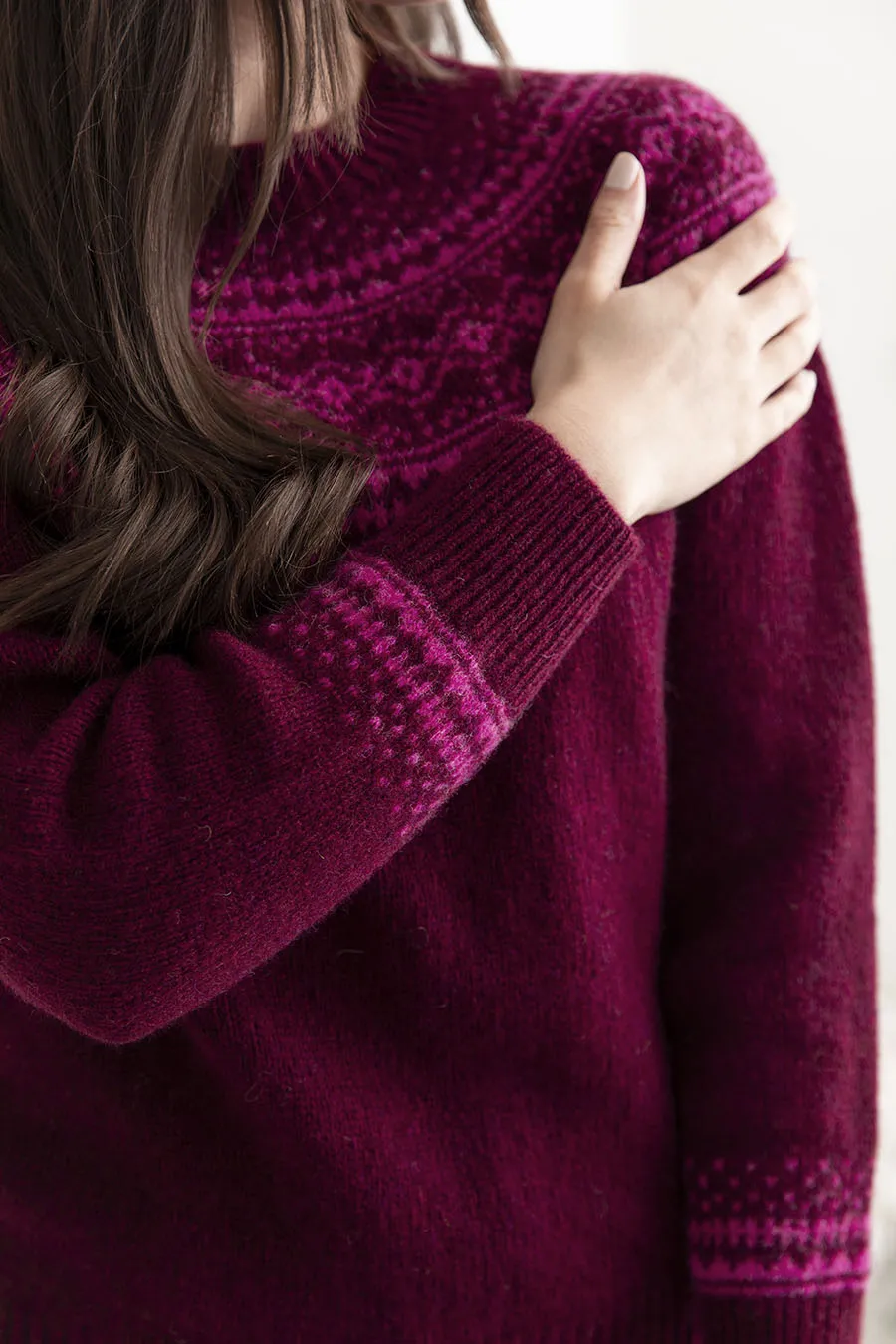 Womens Aviemore Yoke Fair Isle Jumper - Burgundy