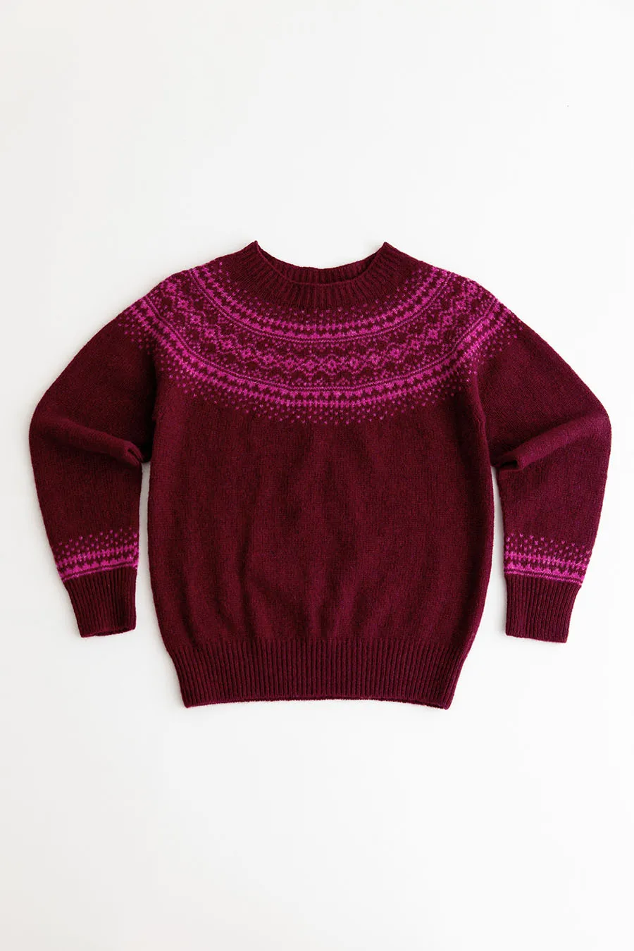 Womens Aviemore Yoke Fair Isle Jumper - Burgundy