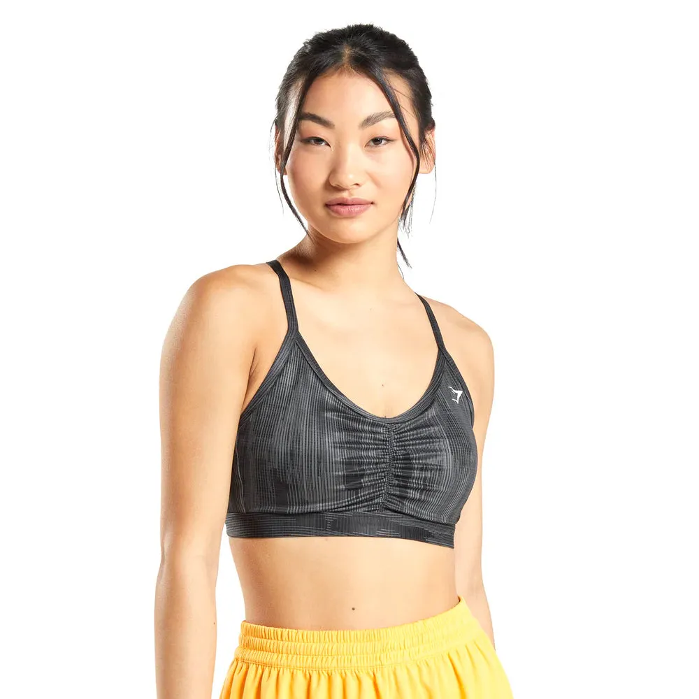 Women's Crisscross Printed Sport Bra,Dark Grey