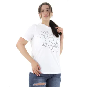 Women's Faces T-Shirt,White