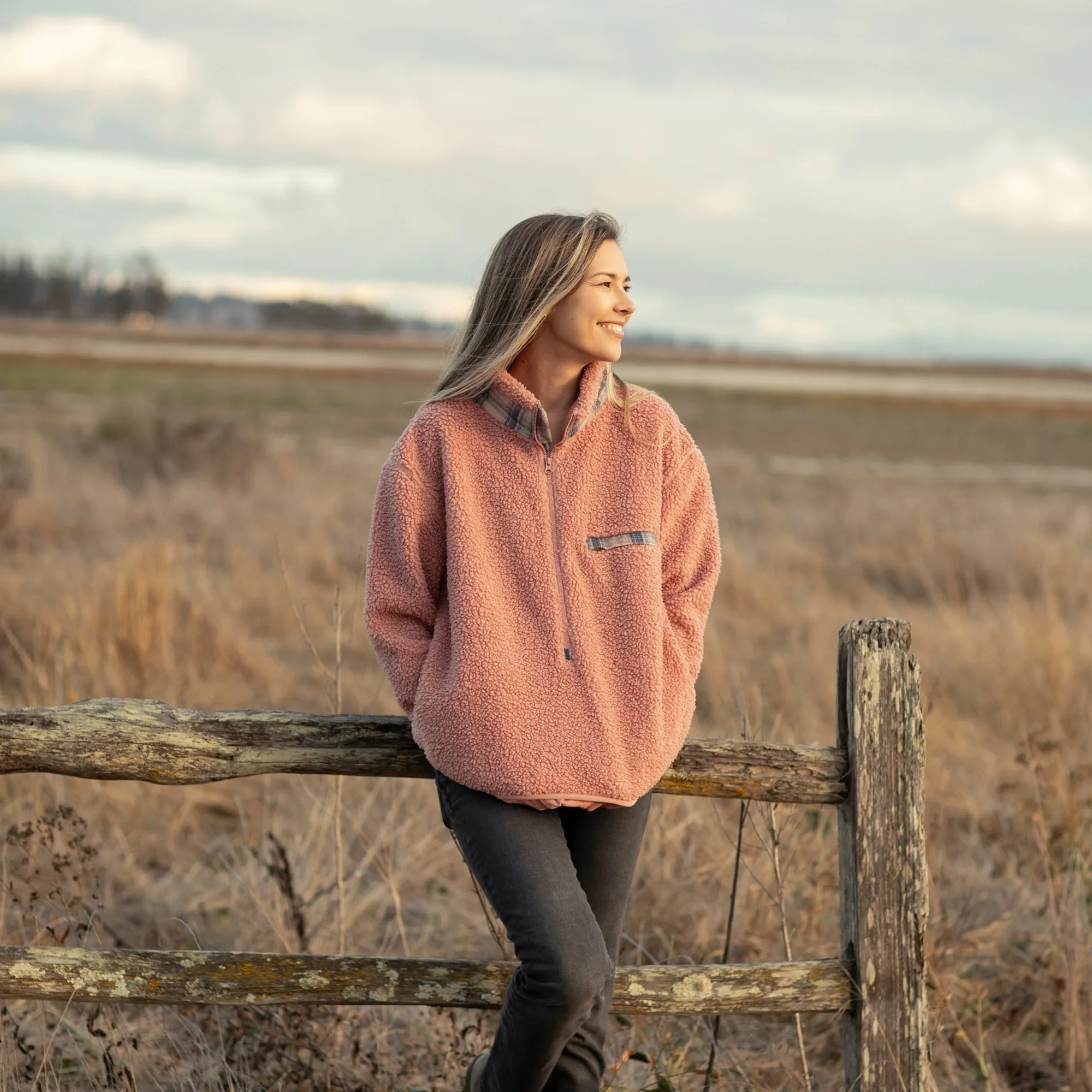 Women's Jenner Sherpa Fleece- Coral Pink