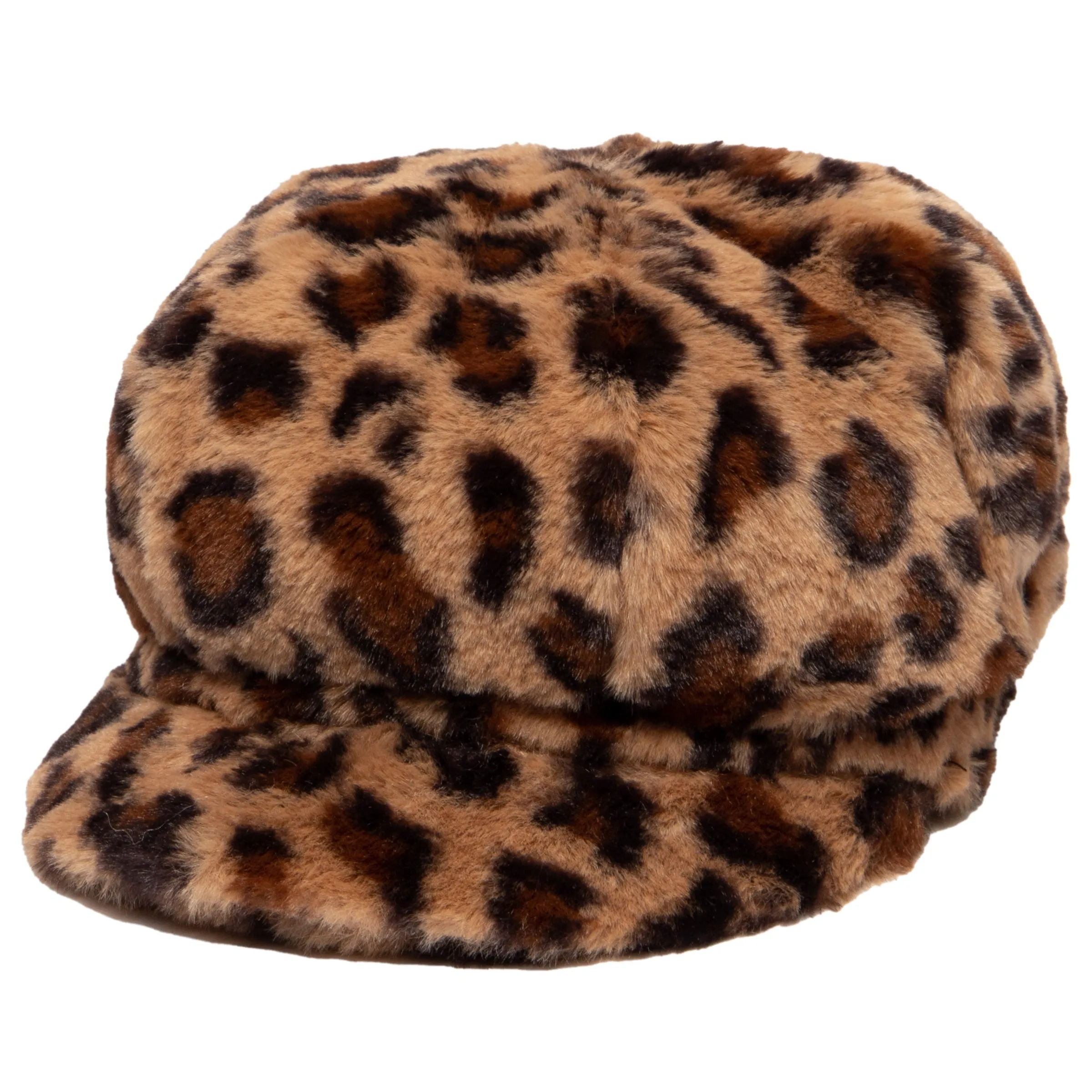 Women's leopard faux fur baker boy