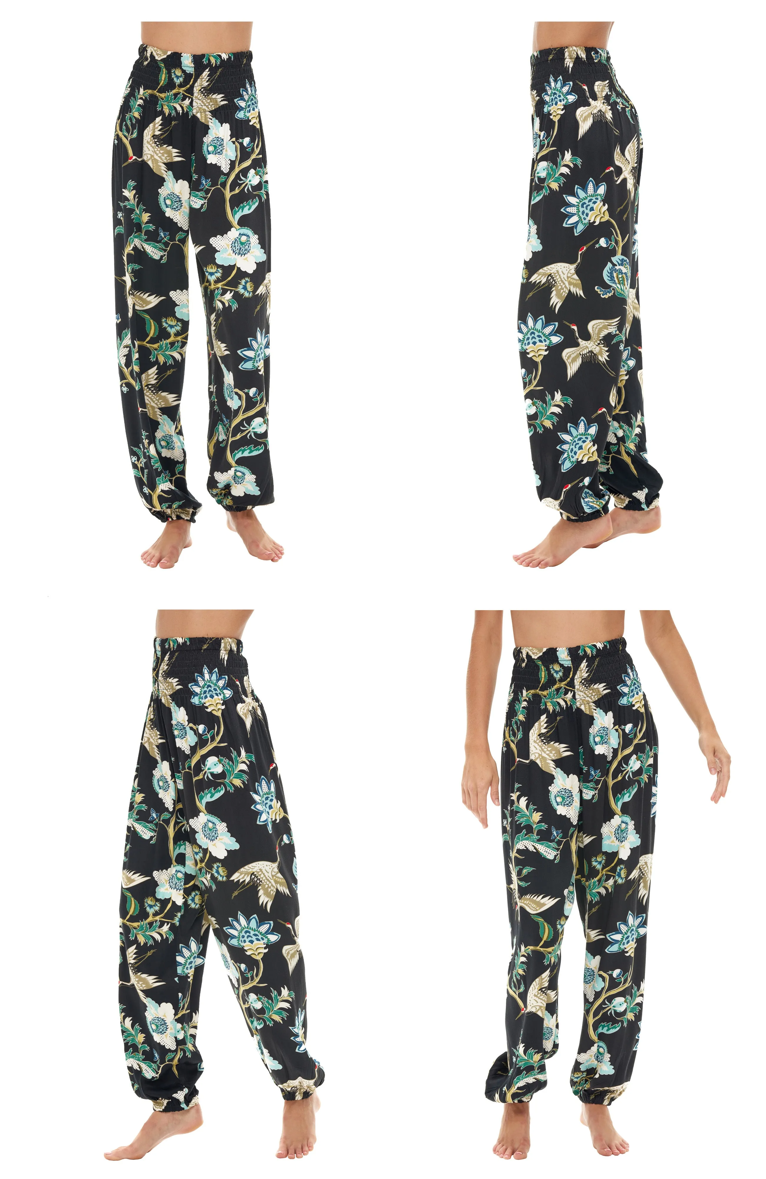 Women's Lightweight Pajama Pants with Wide Elastic Waist, Boho Style Joggers, Maternity