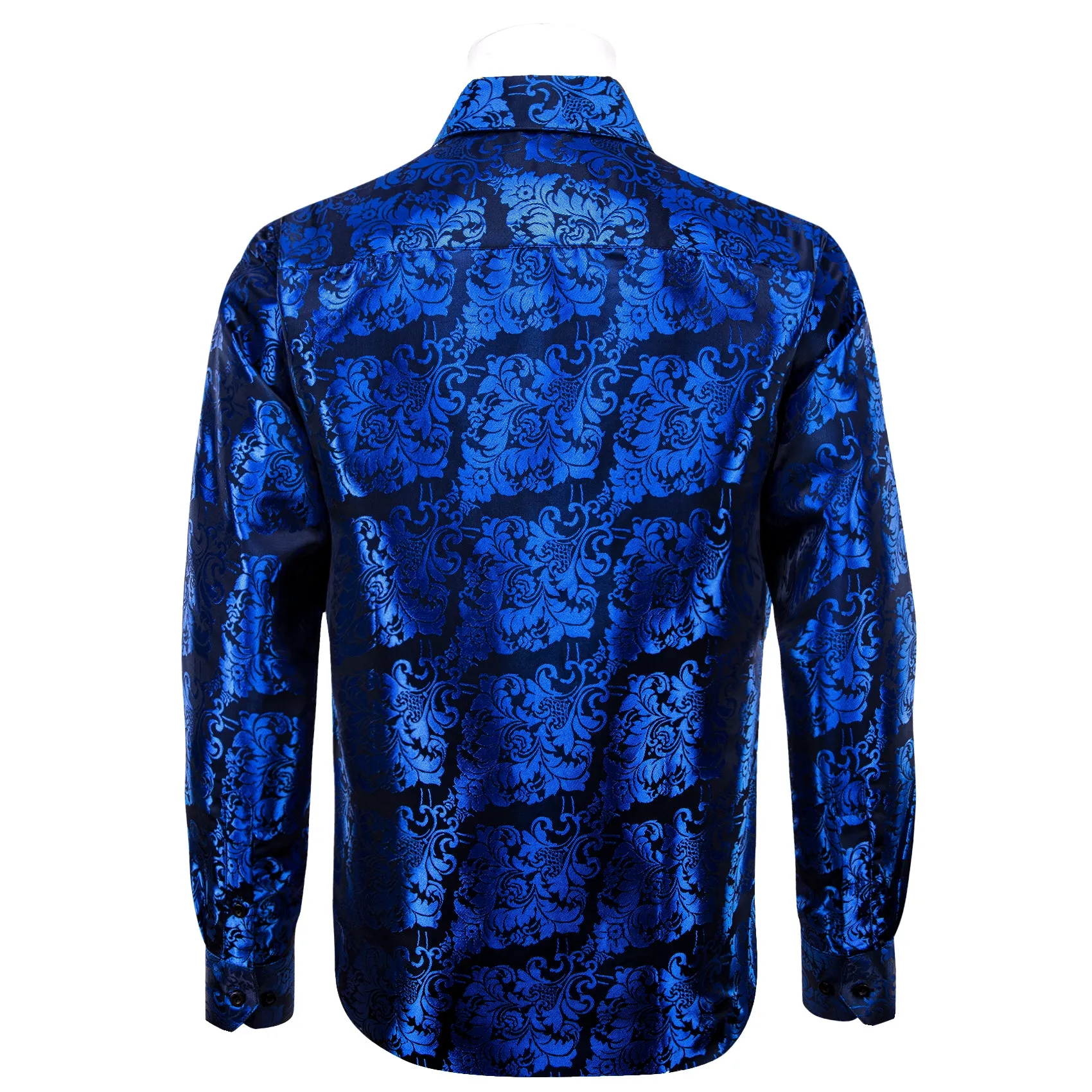 YourTies Blue Shirt Men's Klein Blue Black Floral Long Sleeve Shirt