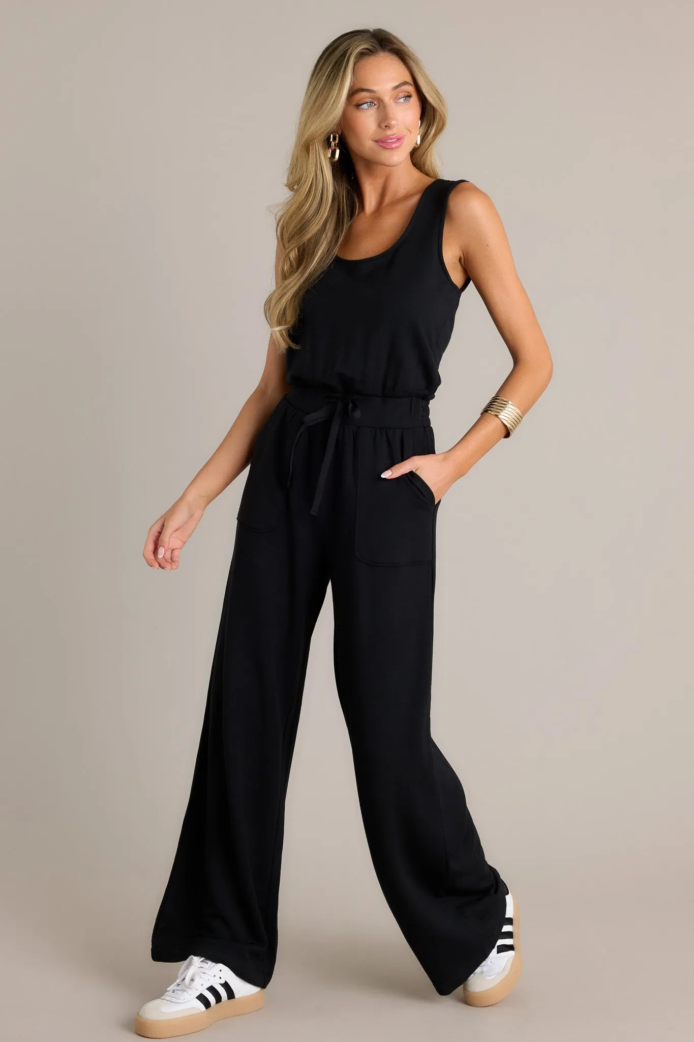 Z Supply Layover Modal Black Fleece Jumpsuit