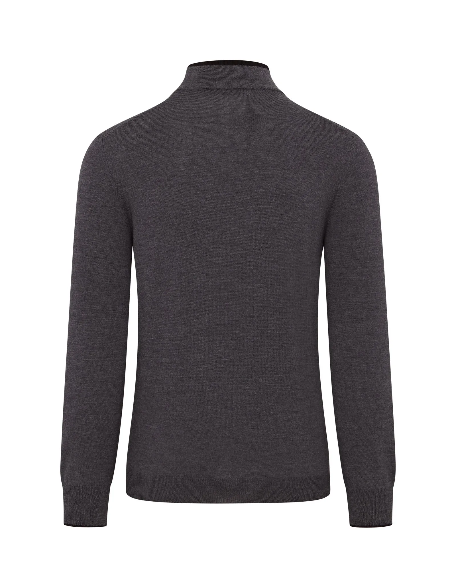 Zattura Full Zip Button & Zip Detail Knitted Jumper (Charcoal & Grey)